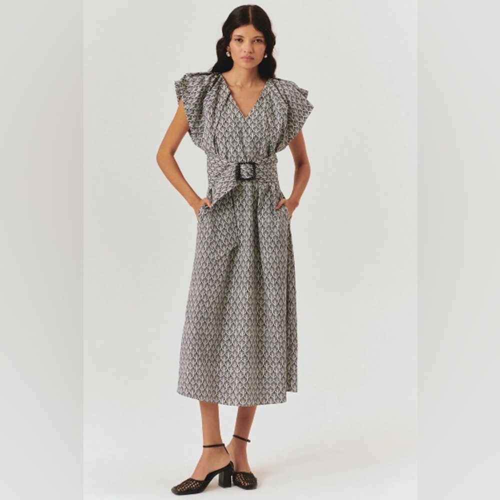 EXQUISE Womens  Black and White Midi Dress Size 4 US / EUR36